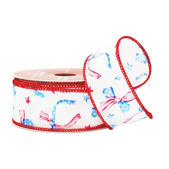 1.5" x 10yd. Red, White & Blue Flag Bows Wired Ribbon by Celebrate It®